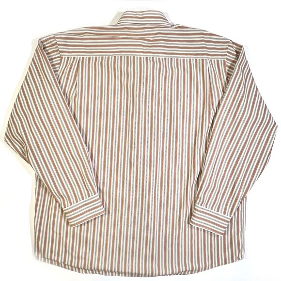 Alan Flusser XXL Brown Stripe Cotton Shirt - Picture 3 of 6